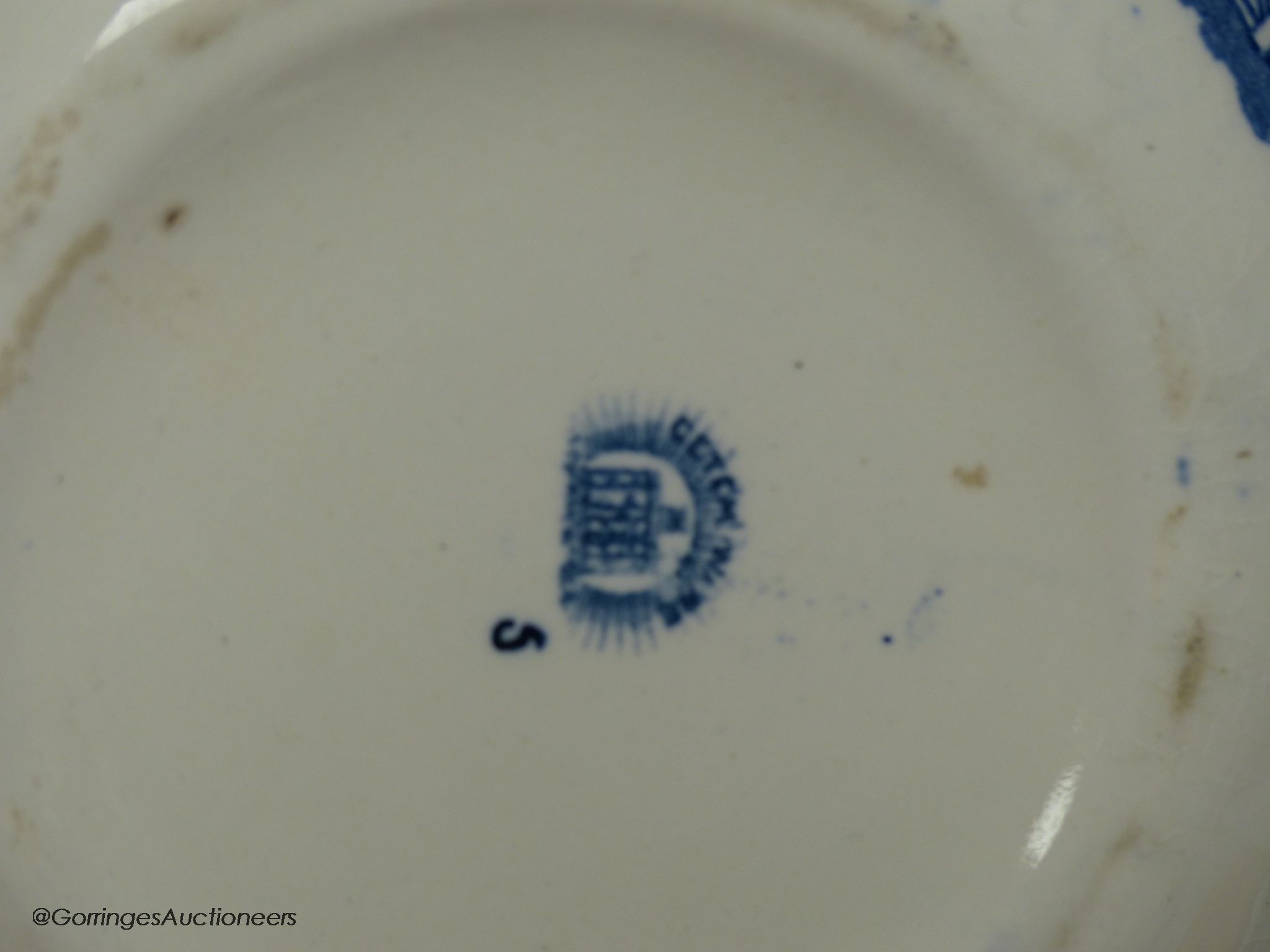 A Mintons blue and white jug, another and a Japanese blue and white jardiniere, tallest 24cm